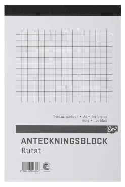 Klammerblock A6 rutad