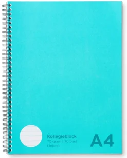 Kollegieblock A4 linjerat turkos