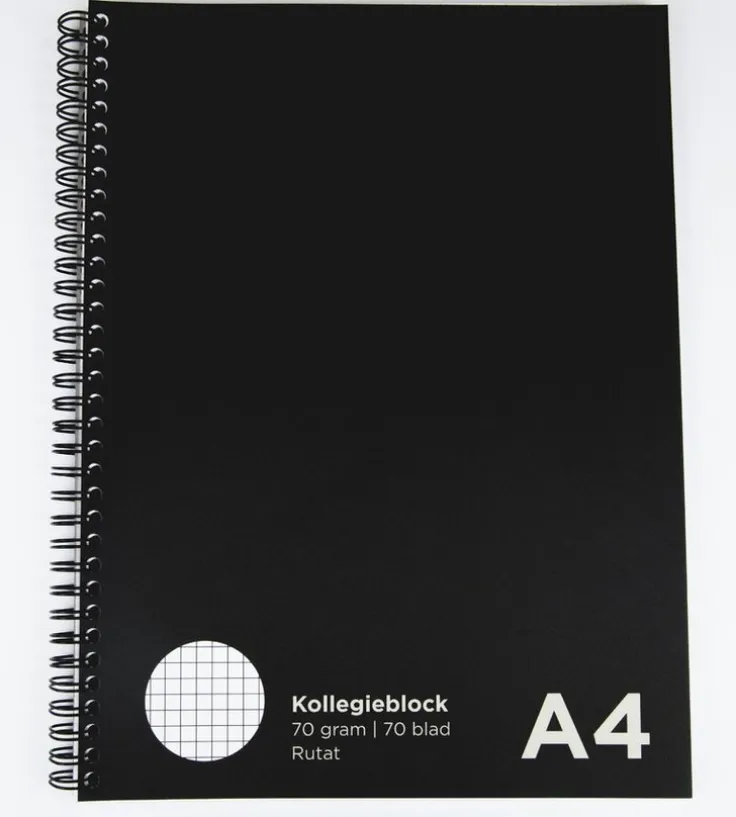 Kollegieblock A4 rutat svart