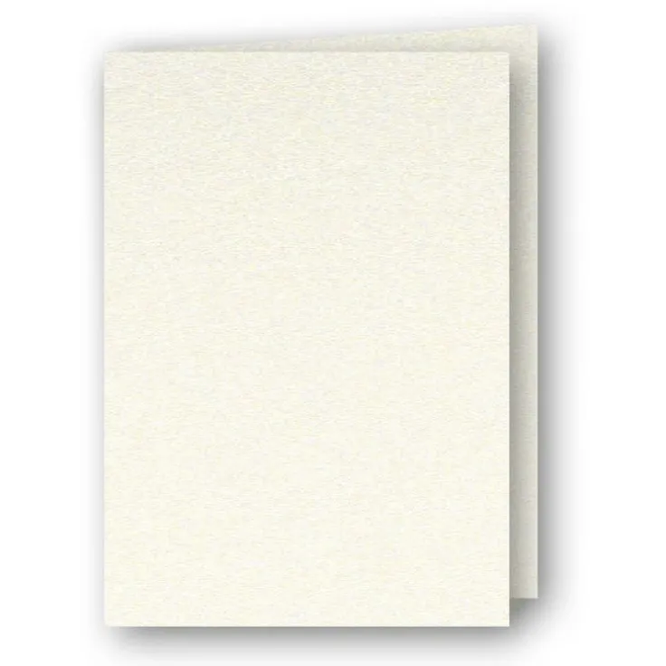 Kort A7 dubbla stående 5-pack pärlemor creme