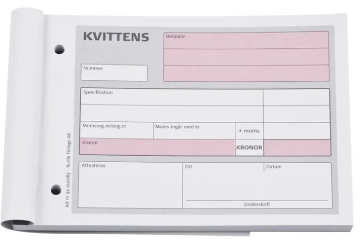 Kvittensblock A6L 2x50bl med 1 kopia