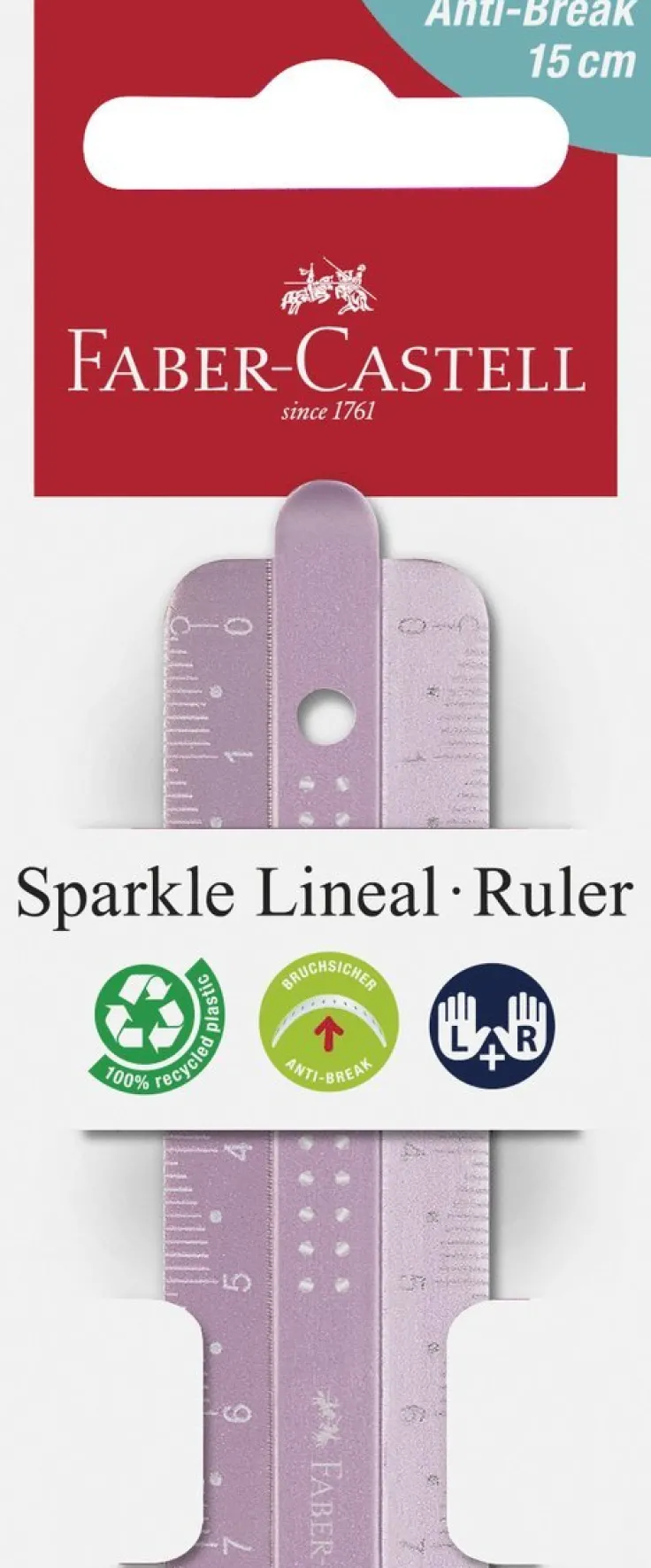 Linjal 15cm Anti-break lila, rosa, turkos