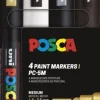 Marker Posca PC-5M guld, silver, vit, svart