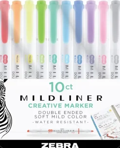 Markerpenna Zebra Mildliner dubbelspets 10 färger