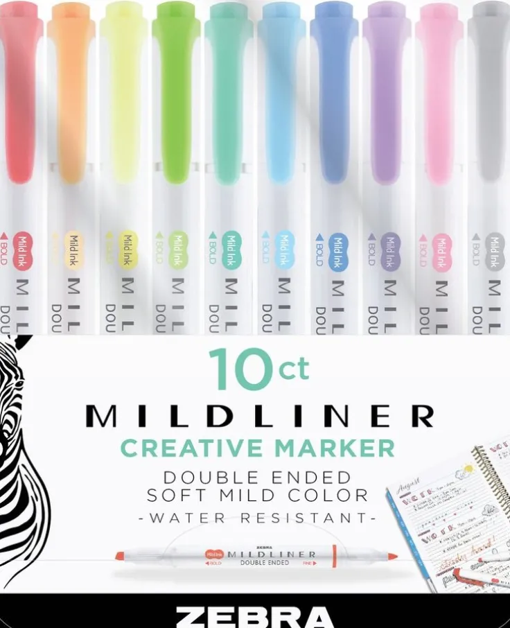 Markerpenna Zebra Mildliner dubbelspets 10 färger