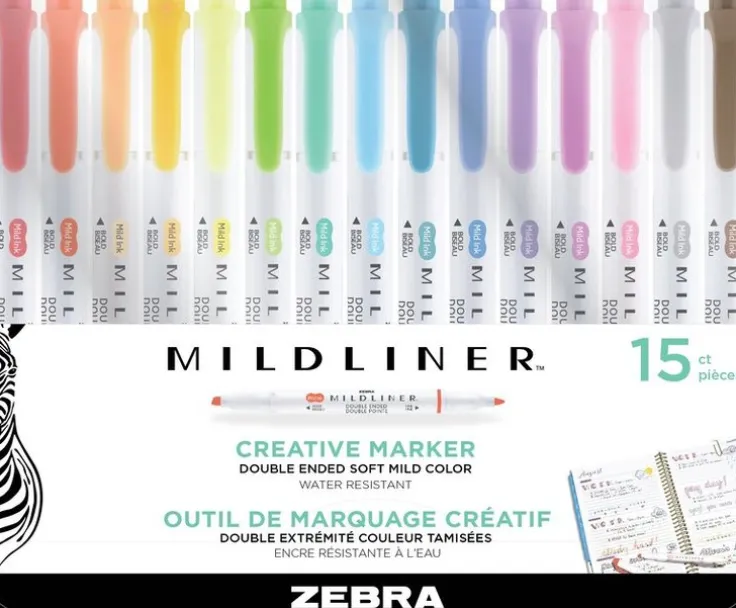Markerpenna Zebra Mildliner dubbelspets 15 färger