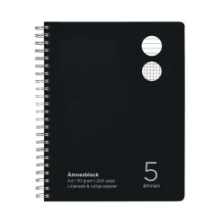 Ämnesblock A4 - 5 flikar kartong svart