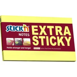 Notisblock Stick'n Extra Sticky 76x127mm gul