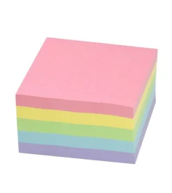 Notisblock 9x9cm limmad pastell