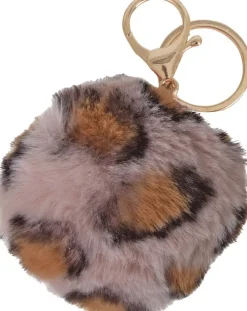 Nyckelring Pom Pom leopard rosa