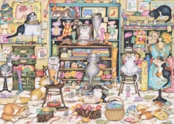 Pussel 1000 bitar - Crazy Cats Haberdashery