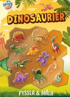 Pyssla och måla : Dinosaurier, med 3D klistermärken