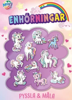 Pyssla och måla : Enhörningar, med 3D klistermärken
