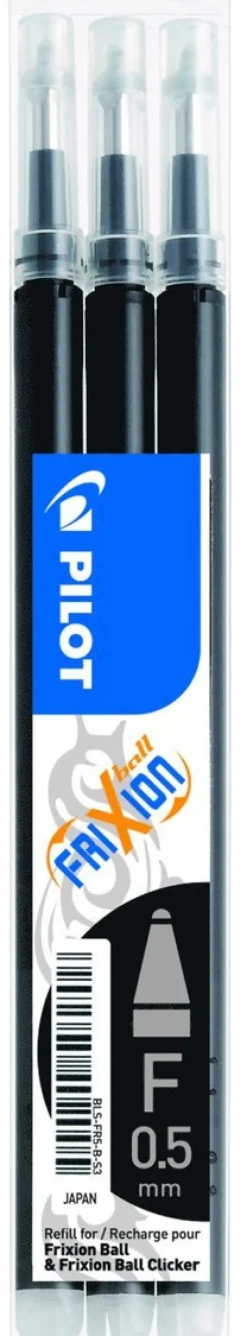 Refill Frixion Ball 0,5 3-pack svart
