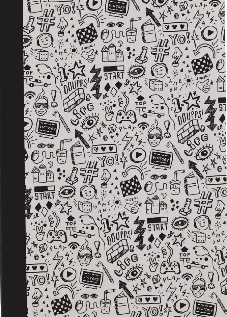 Skrivhäfte A4 linjerad Game vit/svart