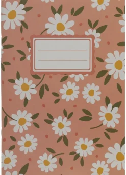 Skrivhäfte A5 linjerad småblom aprikos