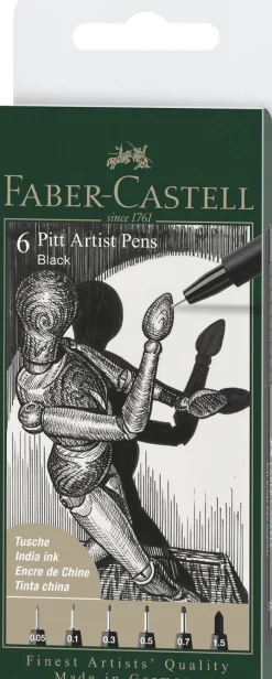 Tuschpenna PITT Artist Pen 6-pack 199 svart