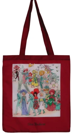Tygkasse Elsa Beskow Blomsterfesten vinröd