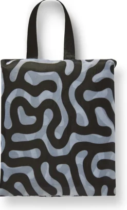 Tygkasse polyester mönster svart/vit