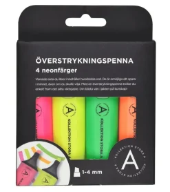 Överstrykningspenna neon 4-pack