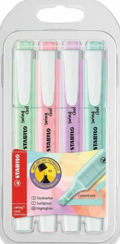 Överstrykningspenna Stabilo Swing Cool 4 färger