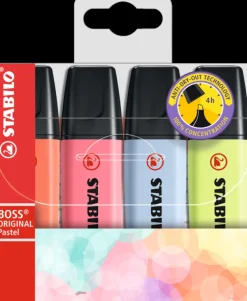 Överstrykningspenna Stabilo Boss pastell 4 färger