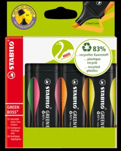 Överstrykningspenna Stabilo Green Boss 4 färger