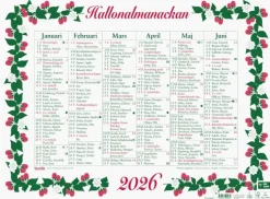 Väggkalender 2026 Stora Hallonalmanackan