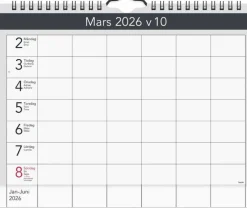Väggkalender 2026 Väggagenda A4